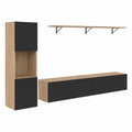 Ensemble Mobilier TV avec Colonne et Étagère Bois et Noir