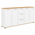 Buffet XXL 4 portes avec 3 tiroirs en bois et blanc