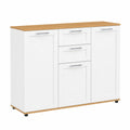 Buffet 3 Portes et 2 Tiroirs Blanc avec Plateau en Bois 100 cm