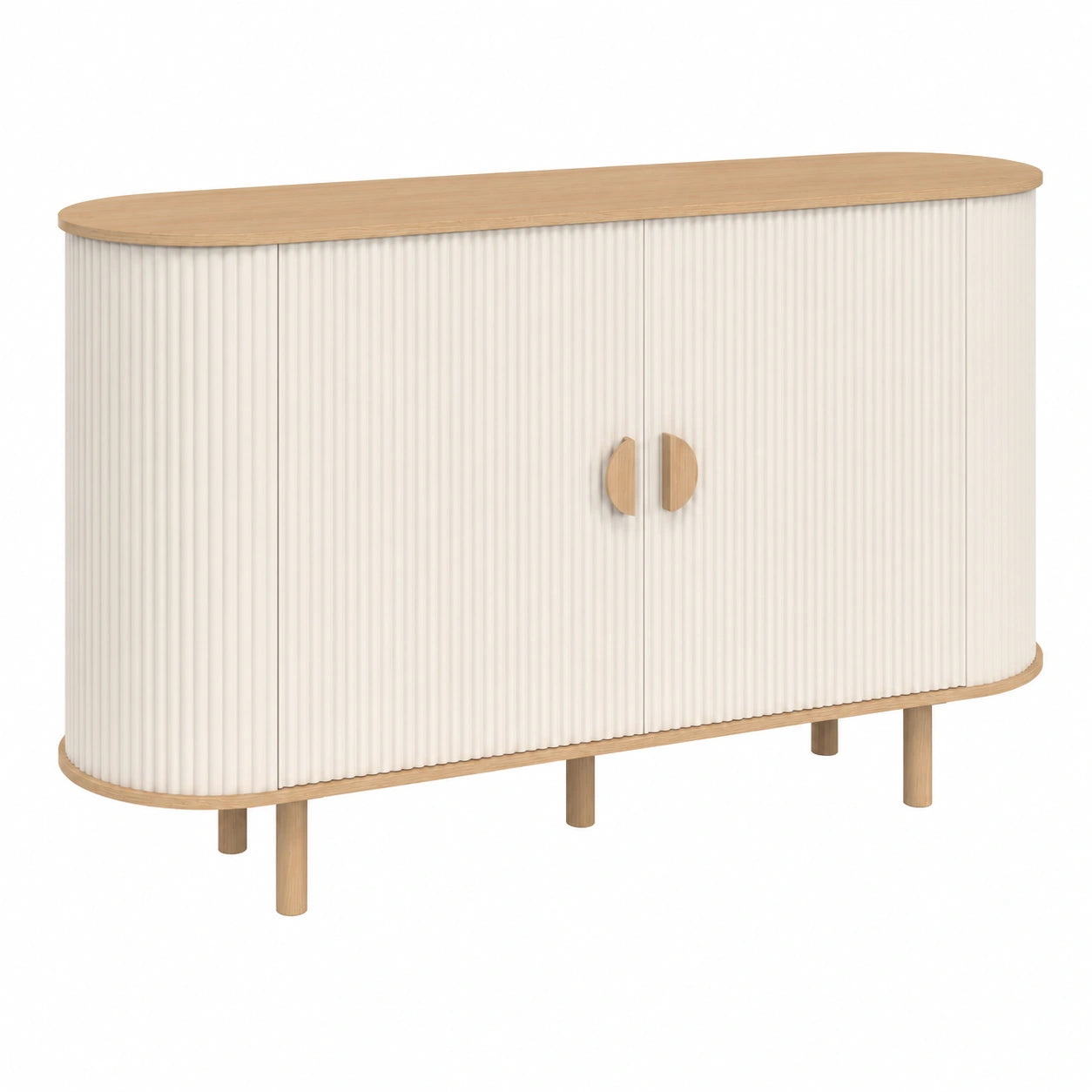 Buffet 140 cm 2 Portes Effet Bois et Beige