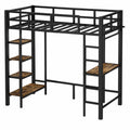 Lit mezzanine 90x200 cm avec bureau et étagères de rangement