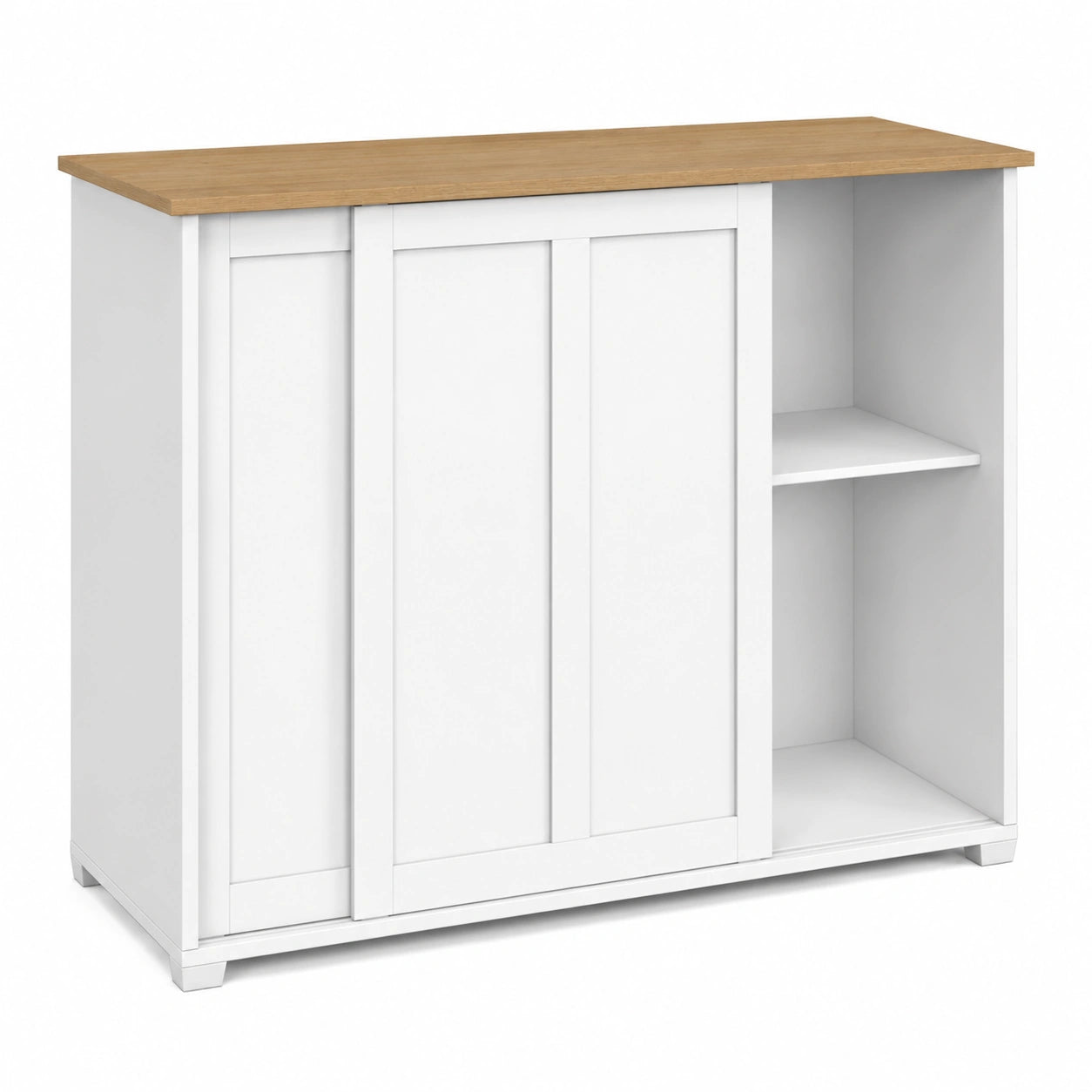 Buffet 100 cm avec Portes Coulissantes et Plateau en Bois