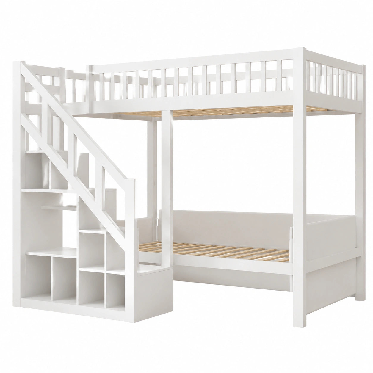 Lit Superposé Enfant Multifonctionnel avec Rangement et Sécurité