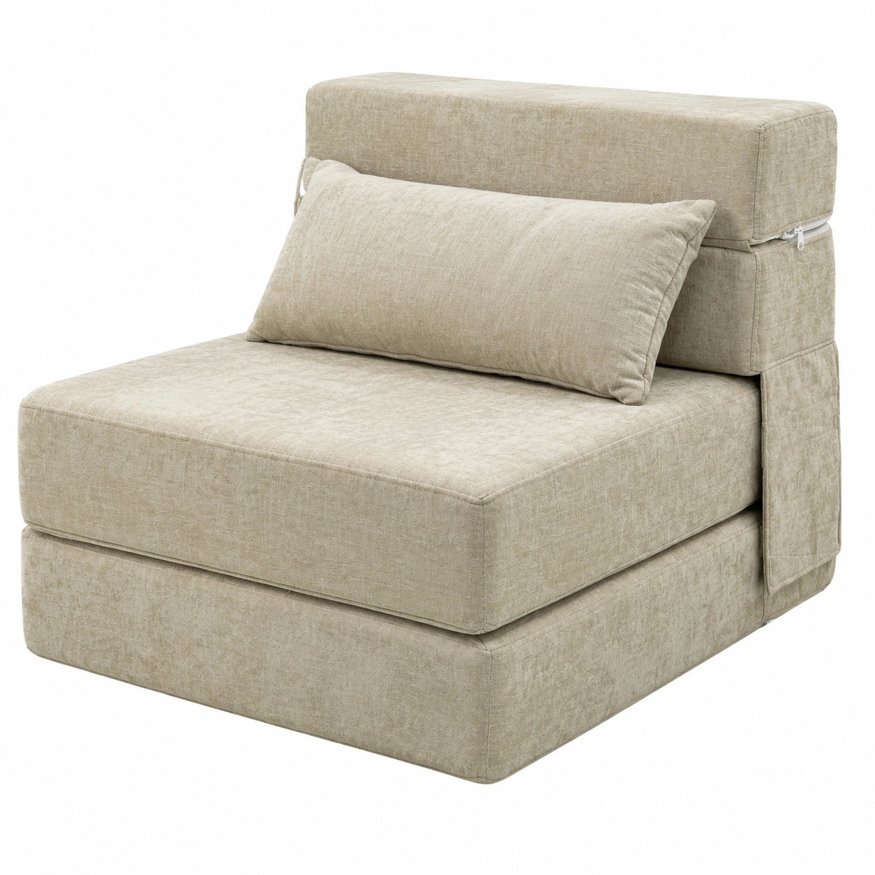 Canapé-lit convertible pour petits espaces, 70 x 190 cm, avec coussin et housse amovible, beige