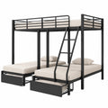 Lit mezzanine modulable avec tiroirs et barrière de sécurité