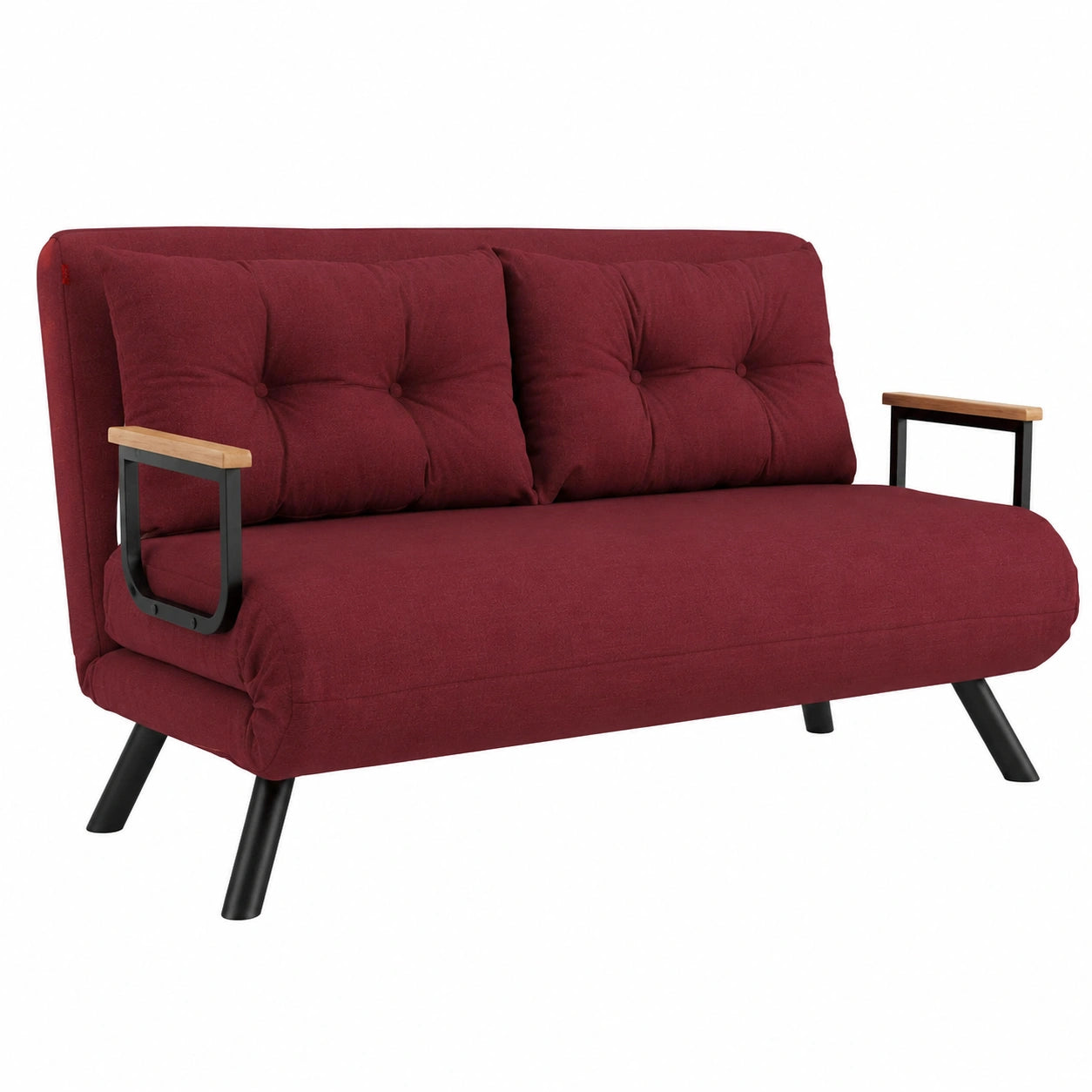 Canapé Convertible pour Deux Personnes, Divan Modulable avec Rangement, Rouge