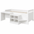 Lit multifonctionnel en bois 90x200 cm avec bureau et armoire de rangement, lit simple moderne pour enfant avec 2 ports USB et prise électrique