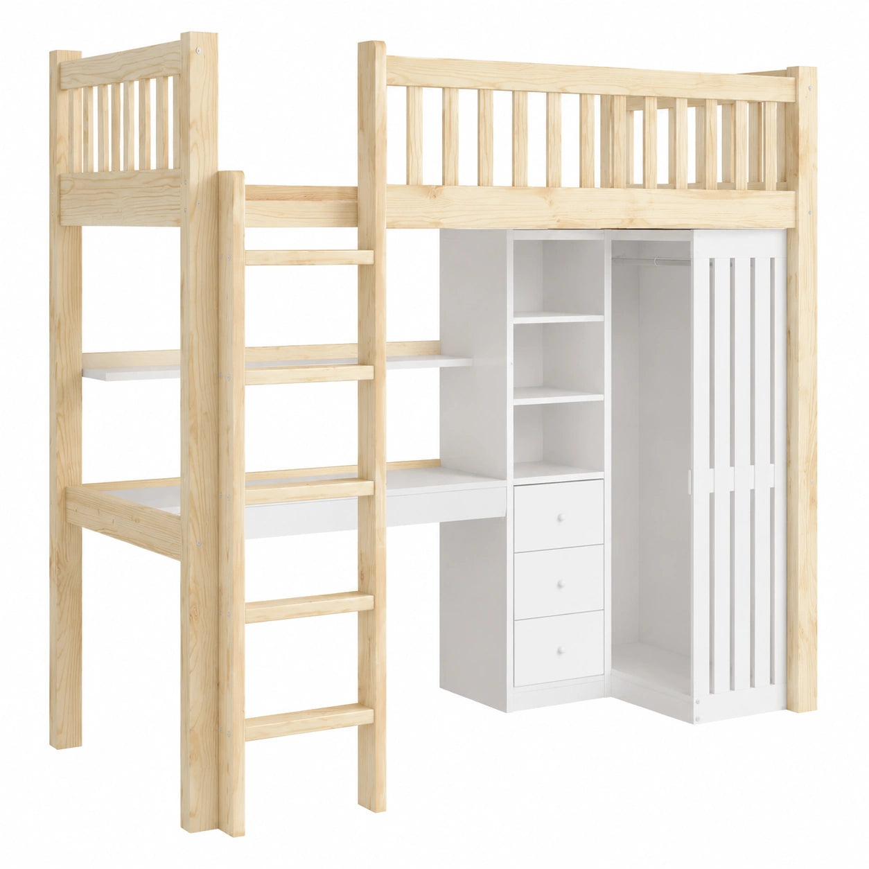 Lit mezzanine avec bureau et rangement pour adolescent