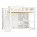 Lit mezzanine 90x200 cm avec bureau et rangement pour enfant