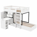 Lit Superposé Multifonctionnel avec Bureau et Armoire Intégrés