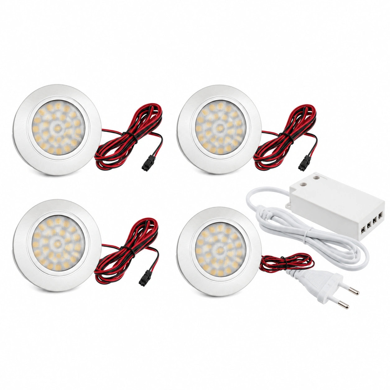 4 spots LED encastrables ultra-plats pour meuble, neutre 4000K
