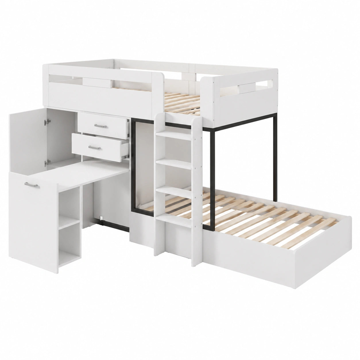 Lit superposé enfant avec bureau et rangement intégré