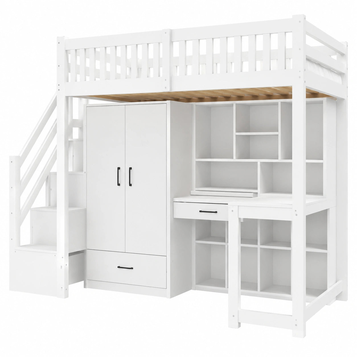 Lit mezzanine enfant avec rangement et bureau