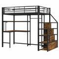 Lit Mezzanine Enfant avec LED et Rangement Noir