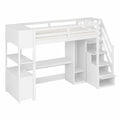 Lit Mezzanine Bois avec LED et Rangement pour Chambre