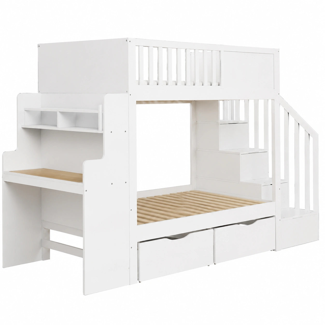Lit mezzanine pour enfant avec bureau, tiroirs et échelle 90 x 200 cm