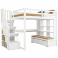 Lit mezzanine enfant 140x200 avec bureau intégré et rangement