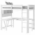 Lit mezzanine bois 90x200cm avec bureau intégré, prises USB et LED