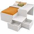 Lit multifonctionnel pour enfant 90x200 cm avec bureau et tiroirs, bois massif