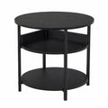 Table basse ronde avec plateau relevable et rangement intérieur, design moderne pour salon, noir