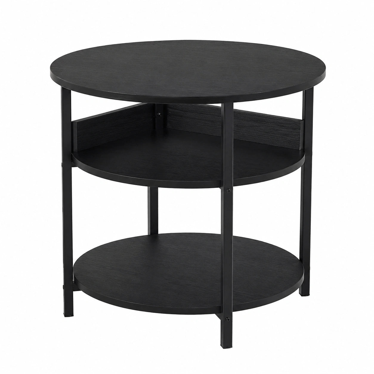 Table basse ronde avec plateau relevable et rangement intérieur, design moderne pour salon, noir