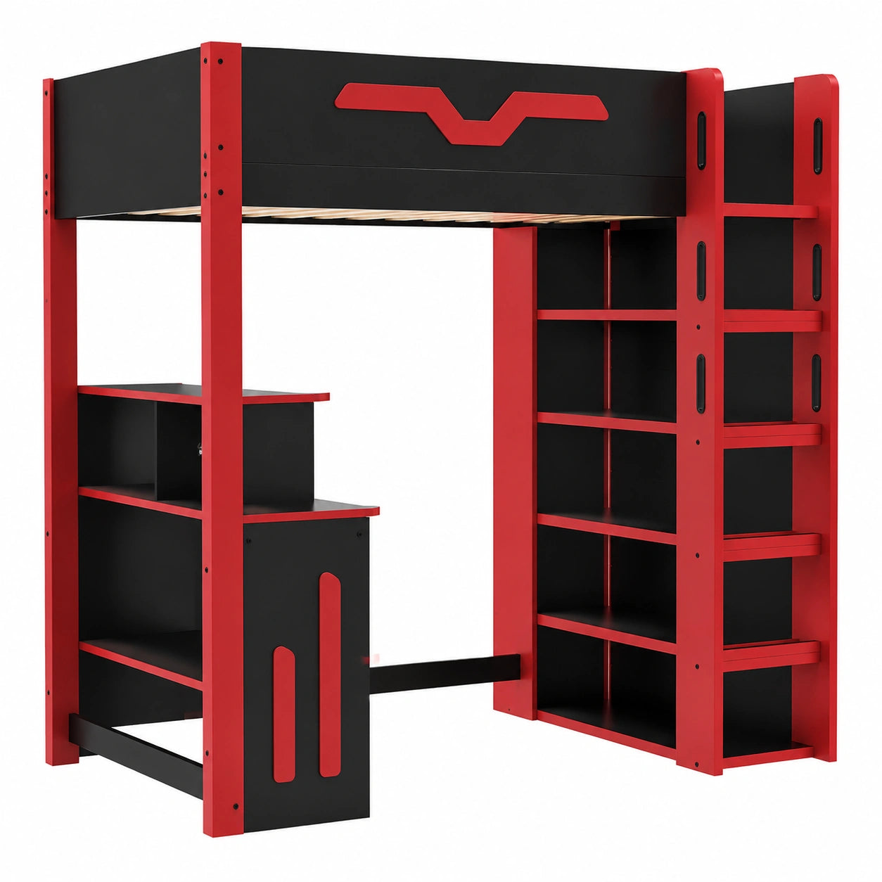 Lit mezzanine multifonctionnel avec bureau et rangement intégré pour enfants