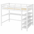 Lit mezzanine enfant avec bureau et rangement, 140x200, blanc