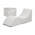 Lit pliant en simili cuir, Pouf transformable, Blanc