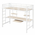 Lit mezzanine 90x200cm avec bureau intégré et étagères, pour tous âges