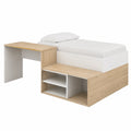 Chambre Complète avec Lit Simple, Bureau et Étagères, Blanc et Chêne