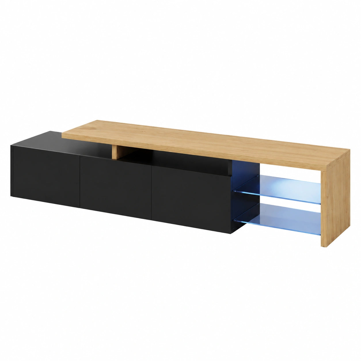 Meuble TV Moderne LED 75 Pouces avec Rangement et Tiroirs
