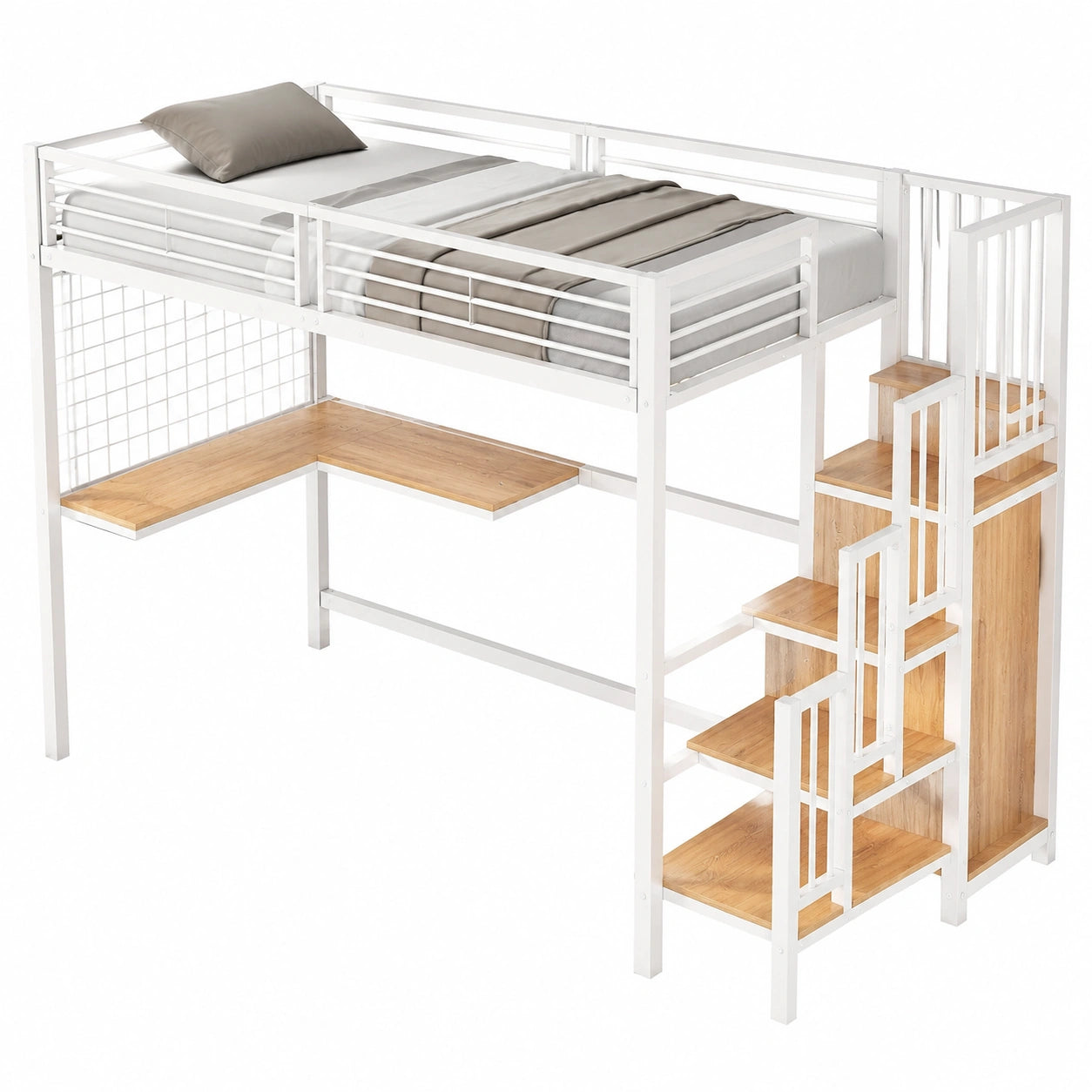 Lit superposé multifonctionnel avec bureau intégré et rangement pour enfant
