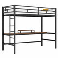 Lit Mezzanine Métal 90x200 cm avec Bureau et Éclairage LED