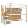 Lit mezzanine enfant 90x200 cm avec bureau et escaliers de rangement