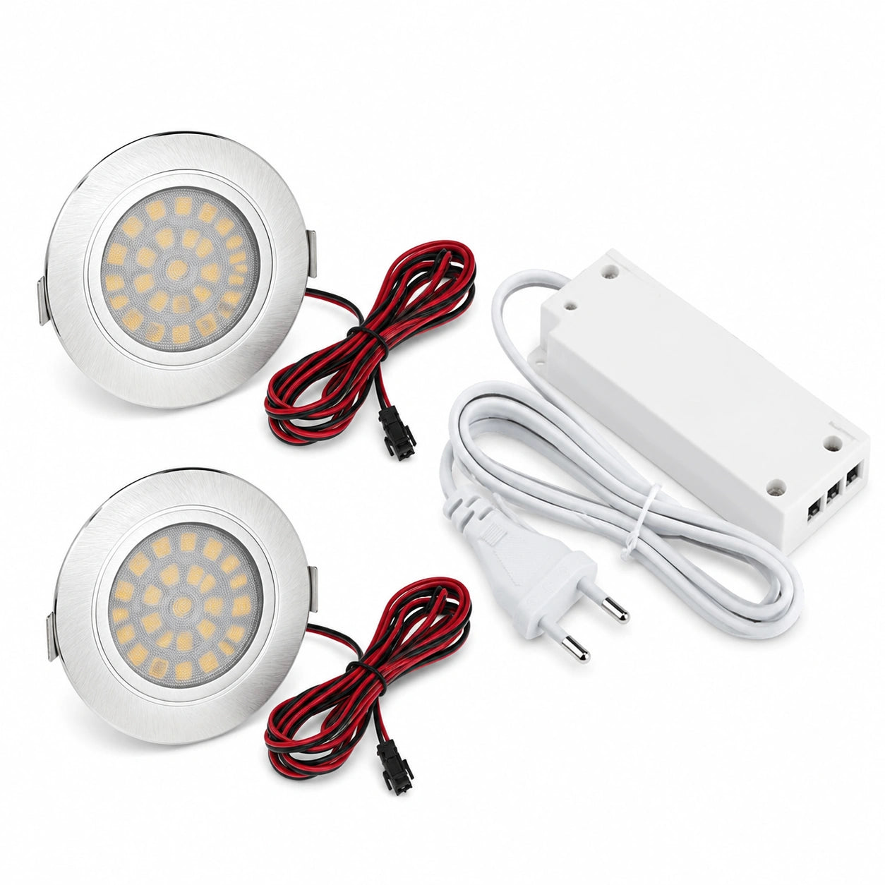 Lot de 2 spots LED encastrables pour meuble, blanc chaud, 180 lumens