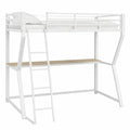 Lit mezzanine 1 place avec bureau intégré et lumière, 90x200cm, prise électrique et USB