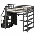 Lit mezzanine en métal avec bureau et rangement intégré